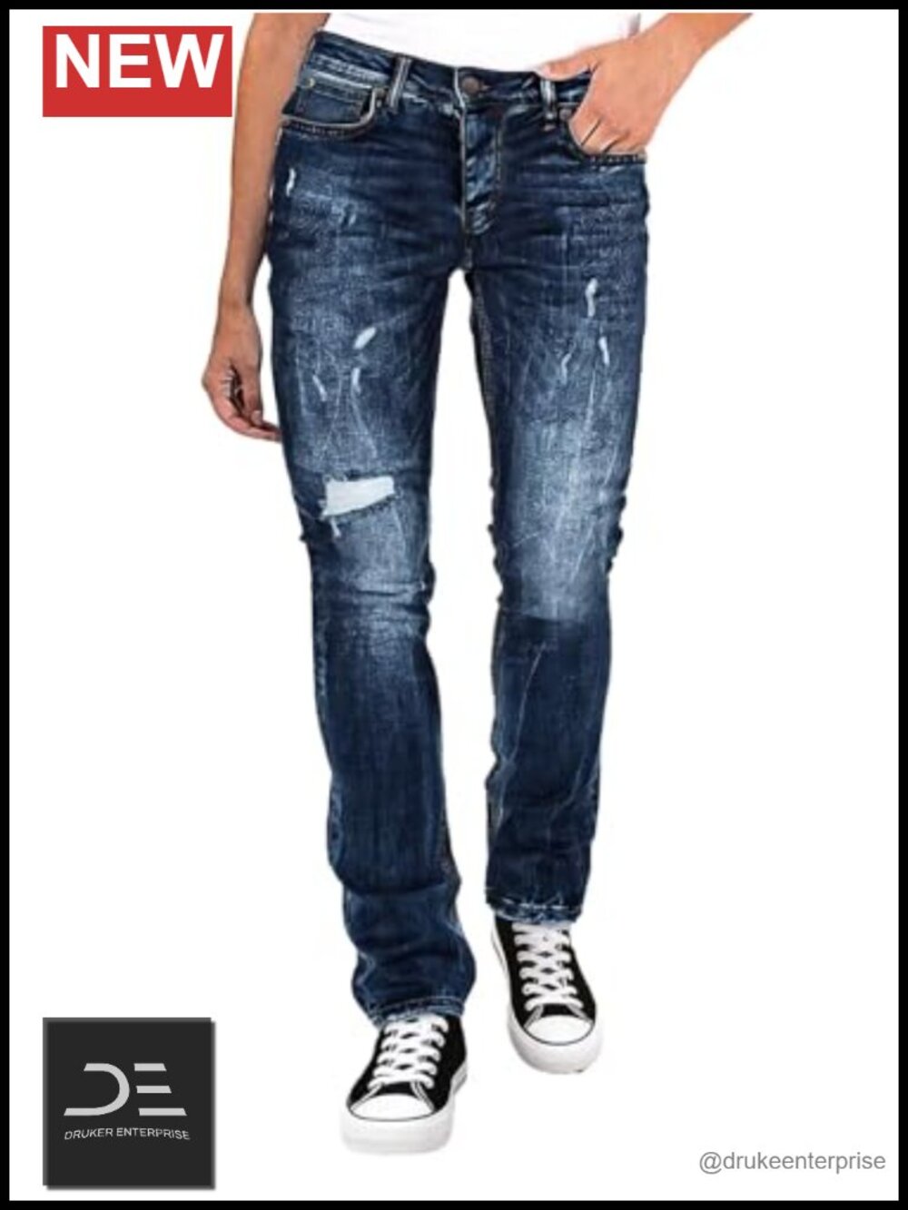 Mid Rise Ripped Straight Leg Jeans for Women Stretchy Denim 68% Cotton
